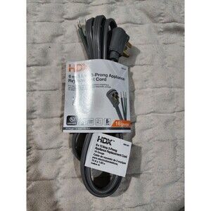 HDX Extension Cord 6 Ft 13 Amp 3 Prong Appliance Replacement Indoor PVC Gray New